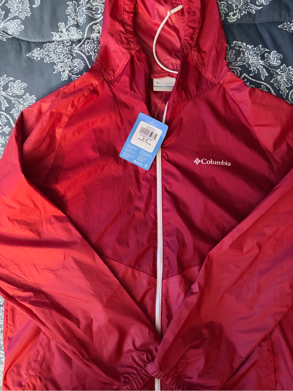 Columbia Women's Red Hooded Lightweight Windbreaker Jacket